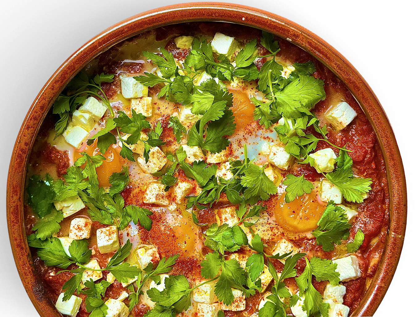 CHAKCHUKA, FROMAGE DE BREBIS ET CORIANDRE
