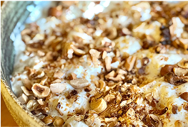 Riz au lait, noisettes torréfiées